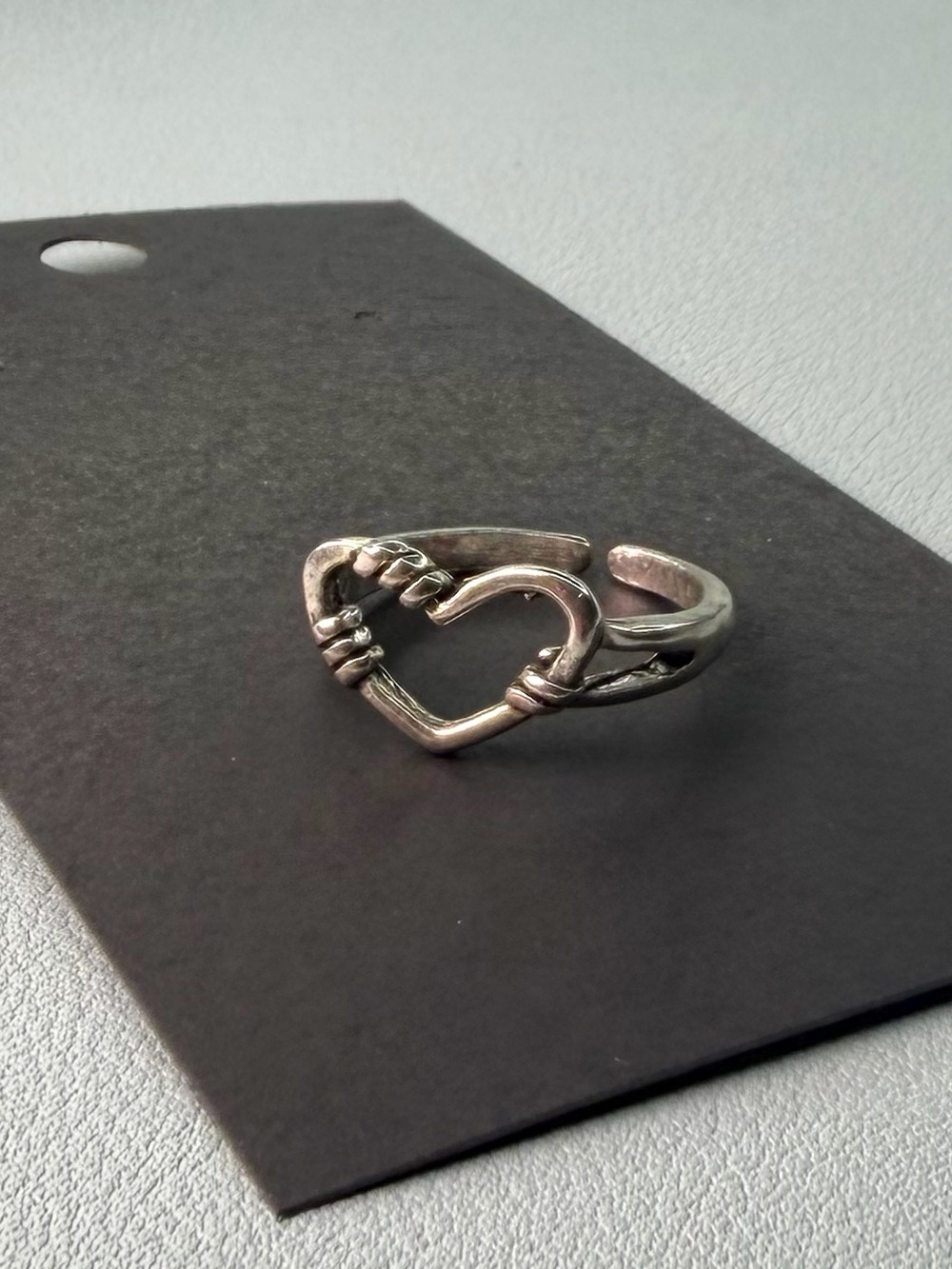 Open Heart Wrap Ring in Silver Tone